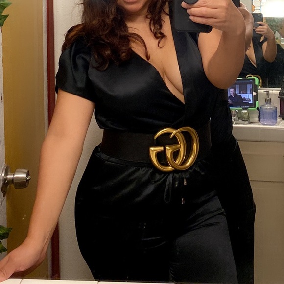 RACHEL Rachel Roy Pants - Rachel Roy black satin sheen jumpsuit size M